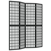 Składany parawan 4-panelowy, styl japoński, 160x170 cm, czarny