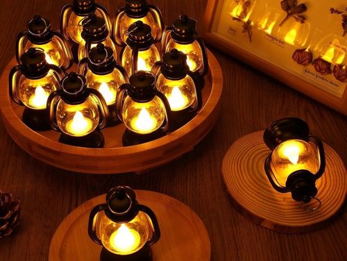 12 szt Mini Latarni w Stylu Vintage, Olejowa, Wisząca Latarnia Naftowa,LED na Arena.pl