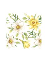 Serwetki papierowe kwiaty żonkile, 20 szt.