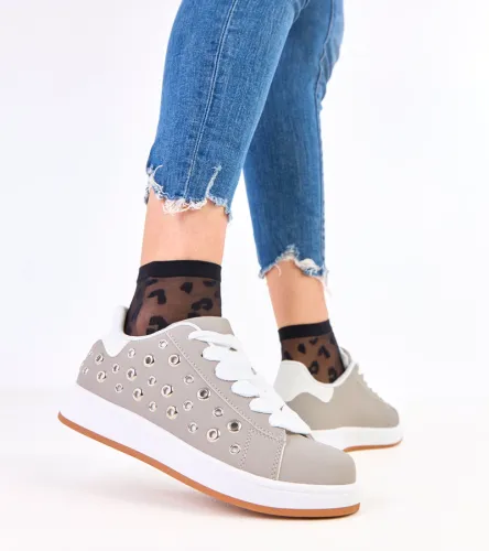 Szare sneakersy na platformie z nitami Adelis 36 na Arena.pl