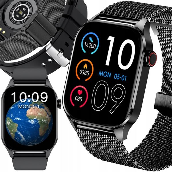 SMARTWATCH DAMSKI ZEGAREK POMIAR GLUKOZY CIŚNIENIE MENU PL ROZMOWY 2 PASKI zdjęcie 7