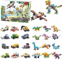 KALENDARZ ADWENTOWY 24 ELEMENTY KLOCKI DINOZAURY I SAMOCHODY AUTA ADWENT