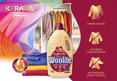 WOOLITE Płyn Do Prania Kolorów Ochrona Intensywność Keratin Therapy 4,5 l na Arena.pl