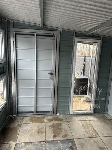 Schowek Domek Ogrodowy 4x2,5 m  wiata 1,2 x 2,5 m  Antracyt  ID532 na Arena.pl