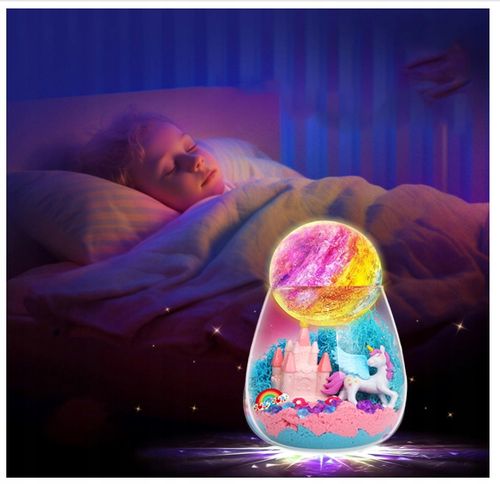 Jednorożec Zestaw Kreatywny Dziewczynki Lampka Nocna Piasek Kinetyczny DIY na Arena.pl