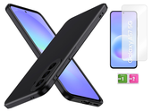 Etui matowe do SAMSUNG GALAXY A57 5G czarny case obudowa + szkło na ekran