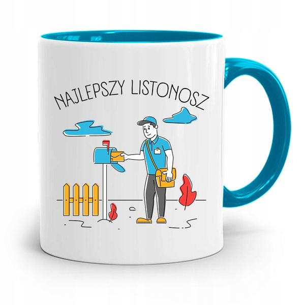 Kubek Błękitny Prezent Dla Listonosza Najlepszy Z Nadrukiem Ze Zdjęciem zdjęcie 1