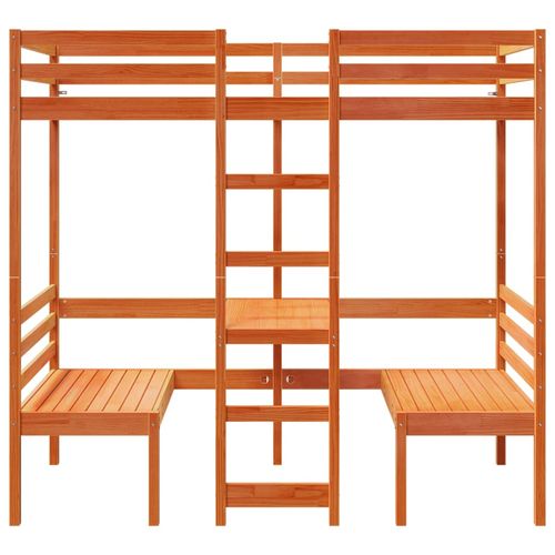 Łóżko na antresoli, z biurkiem i krzesłami, brąz, 90x200 cm na Arena.pl