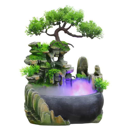 Stołowy wodospad Bonsai Feng Shui RESTEQ z oświetleniem i mgłą na Arena.pl