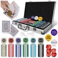 Zestaw do pokera walizka Texas 300 żetonów gra poker blackjack kości karty