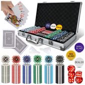 Zestaw do pokera walizka Texas 300 żetonów gra poker blackjack kości karty