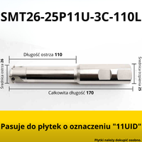 Głowica do gwintowania SMT z chłodzeniem Rozmiar: SMT26-25P11U-3C-110L-170L