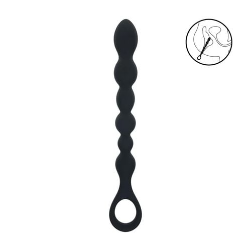 Beaded Snake Silicone Anal Probe With Loop - Black na Arena.pl