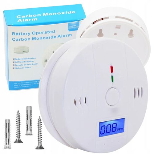 CZUJNIK CZADU TLENKU WĘGLA CO DETEKTOR WYKRYWACZ Z ALARMEM LCD CZUŁY na Arena.pl