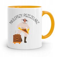 Kubek Zółty Dla Pszczelarza Najlepszy Pszczelarz Z Nadrukiem Ze Zdjęciem