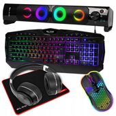 ZESTAW GAMINGOWY KLAWIATURA MYSZKA PODKŁADKA GŁOŚNIKI SŁUCHAWKI RGB PREZENT