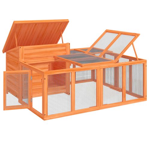 Klatka dla królików, brązowa, 144x123x67,5 cm, drewno sosnowe na Arena.pl