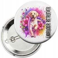 Przypinka z agrafką 59mm - PIES PSY PIESEK RASA LABRADOR RETRIEVER