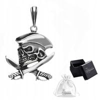 Zawieszka srebrna pr. 925 Wisiorek CZASZKA PIRAT z SZABLAMI