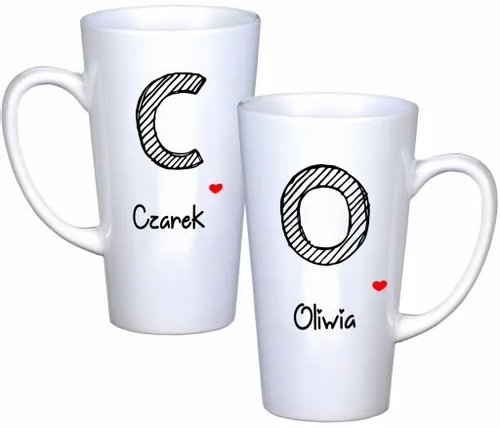 KOMPLET KUBKÓW LATTE DLA PAR PREZENT DUŻE 450ml PREZENT Z NADRUKIEM na Arena.pl