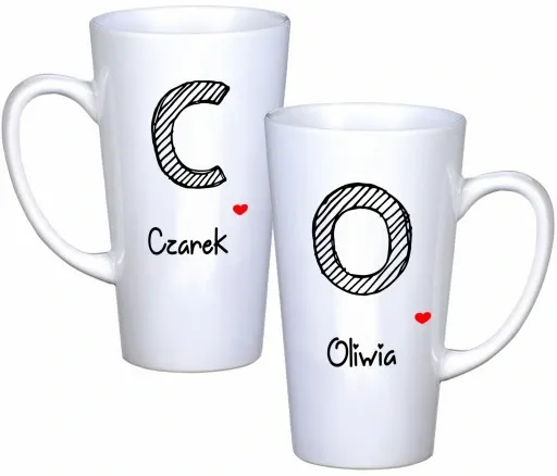 KOMPLET KUBKÓW LATTE DLA PAR PREZENT DUŻE 450ml PREZENT Z NADRUKIEM zdjęcie 13