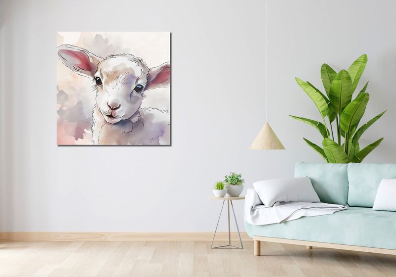Obraz 90x90cm Mała Owieczka zdjęcie 2
