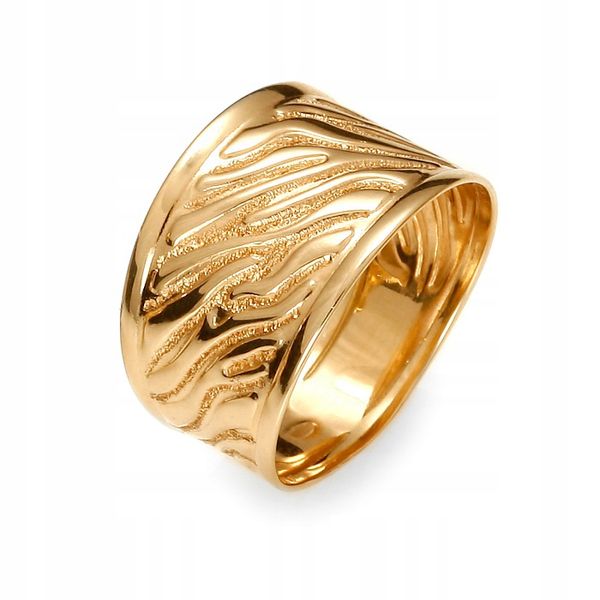 ZŁOTY SZEROKI BOGATY PIERŚCIONEK WZORZYSTY 333 zdjęcie 1