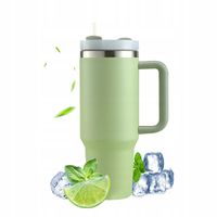 KUBEK TERMICZNY TERMOS ZE SŁOMKĄ ZIELONY STAL NIERDZEWNA DUŻY XXL 1200 ML