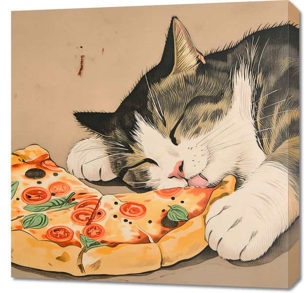 Obraz 70x70cm Pizza Dla Kota zdjęcie 1