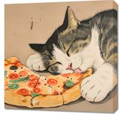 Obraz 70x70cm Pizza Dla Kota
