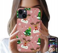 ETUI DO IPHONE 15 PLUS - ŚWIĄTECZNE RENIFERY CHOINKI LASKA WZORY