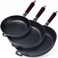 3x Patelnia ŻELIWNA na gaz indukcję grill ognisko do piekarnika 20+24+28 cm