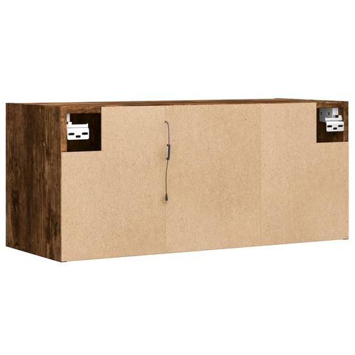 Ścienna szafka TV z LED, przydymiony dąb, 80x31x35 cm na Arena.pl