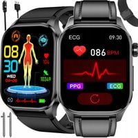 SMARTWATCH Zegarek EKG z Pomiarem Glukozy Ciśnieniomierz Rozmowy 3 paski PL