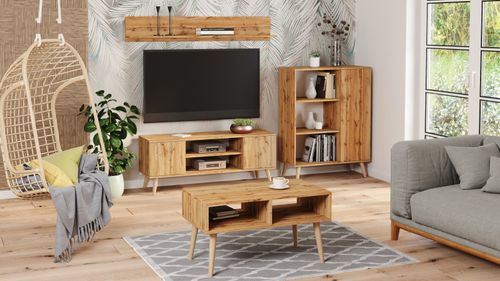 Szafka RTV 155 cm skandynawska dąb craft złoty na Arena.pl