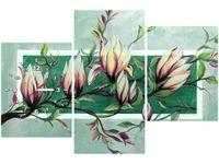 60CM 90 ZEGAR 3 ELEM SŁODYCZ MAGNOLII ZIELENI ŚCIENNY