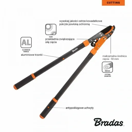 Sekator aluminiowy kowadełkowy do konarów BRADAS zdjęcie 3