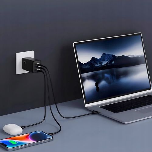 ŁADOWARKA SIECIOWA SZYBKA 65W GaN USB 2x USB-C PD QC 4.0 MOCNA UNIWERSALNA na Arena.pl