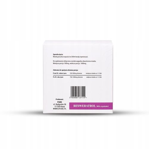 PURE RESWERATROL, 98% czystości, proszek 100 gram na Arena.pl