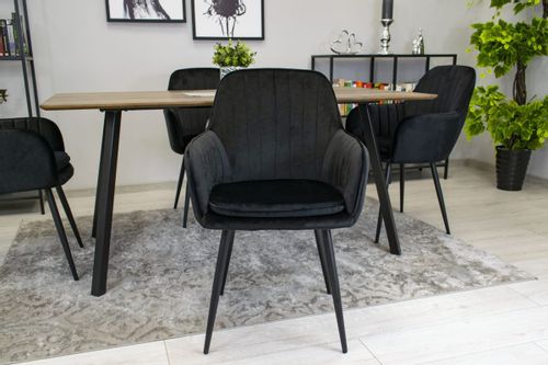Krzesło LUGO - aksamit czarny / nogi czarne x 2 na Arena.pl