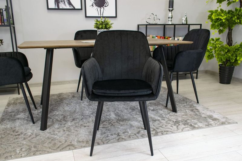 Krzesło LUGO - aksamit czarny / nogi czarne x 2 zdjęcie 7