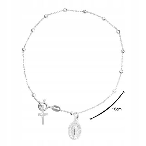 Bransoletka srebrna na rękę różaniec krzyżyk medalik srebro na komunię na Arena.pl