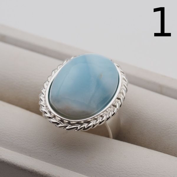 Pierścionek regulowany - owalny Larimar w srebrze 2 zdjęcie 3