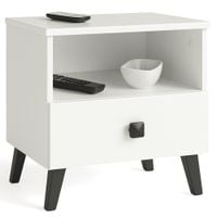 Szafka nocna MOBI 40 cm do sypialni 1 szuflada glamour - biała czarna