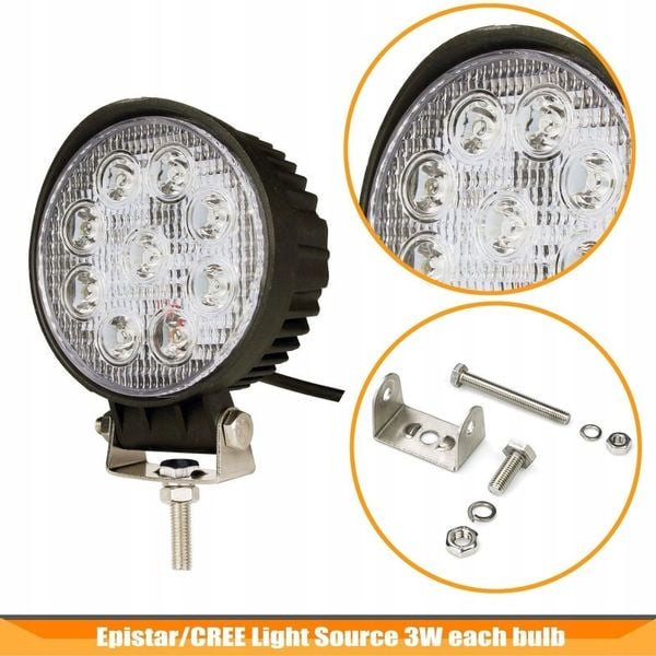 Halogen lightbar-doświetlacz Led 27W 2400lm okrągł zdjęcie 3