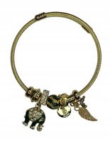 Bransoletka charms modułowa sztywna regulowana kolor złoty Słonik 15