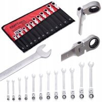 Klucze płasko-oczkowe z grzechotką łamaną 12 el. 8-19mm KD10947