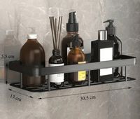 ZESTAW 2 SZT PÓŁKA ŁAZIENKOWA WISZĄCA METALOWA SAMOPRZYLEPNA CZARNA LOFT