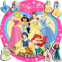 OPŁATEK NA TORT 20CM - KSIĘŻNICZKI DISNEY + IMIĘ + ! 15CM 18CM