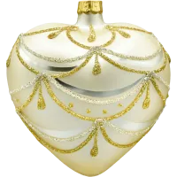 Bombka choinkowa szklana: Serce w złotym ornamencie: matowe